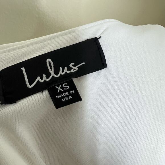 Lulus Bon Appetit Skater Dress XS White Fit & Flare A-Line V-Neck Ponte NEW Chic - Picture 10 of 10